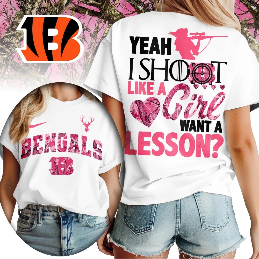 Cincinnati Bengals Premium NFL Shoot Like A Girl Women T-Shirt