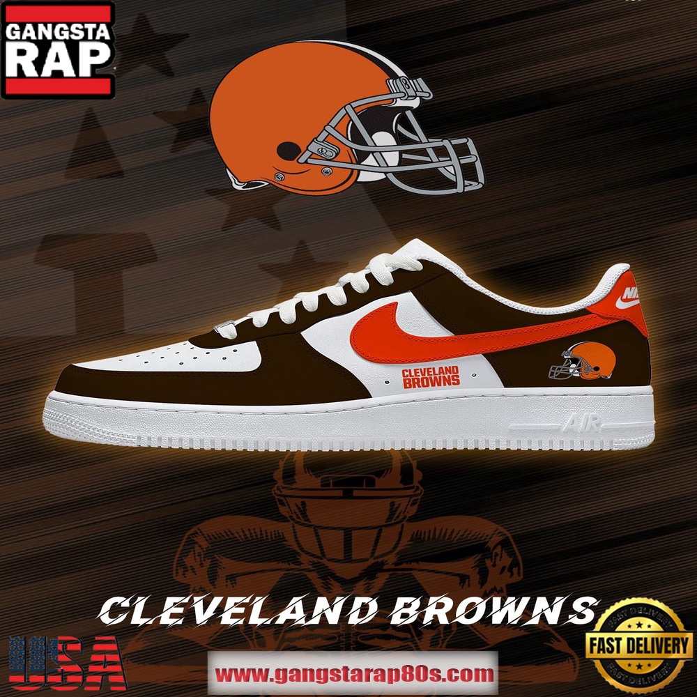 Cleveland Football New Version Custom Air Force 1 Shoes Running Sneakers