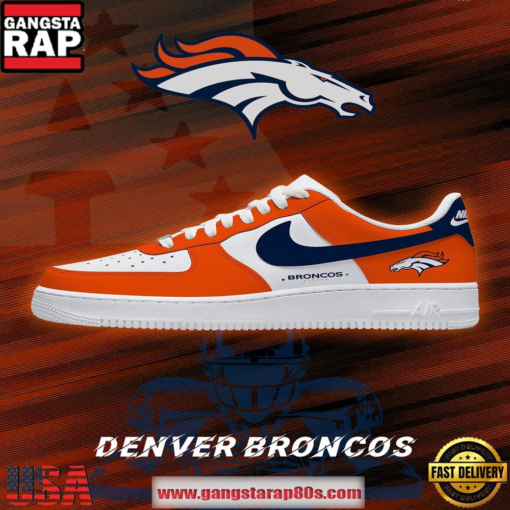 Denver Football New Version Custom Air Force 1 Shoes Running Sneakers