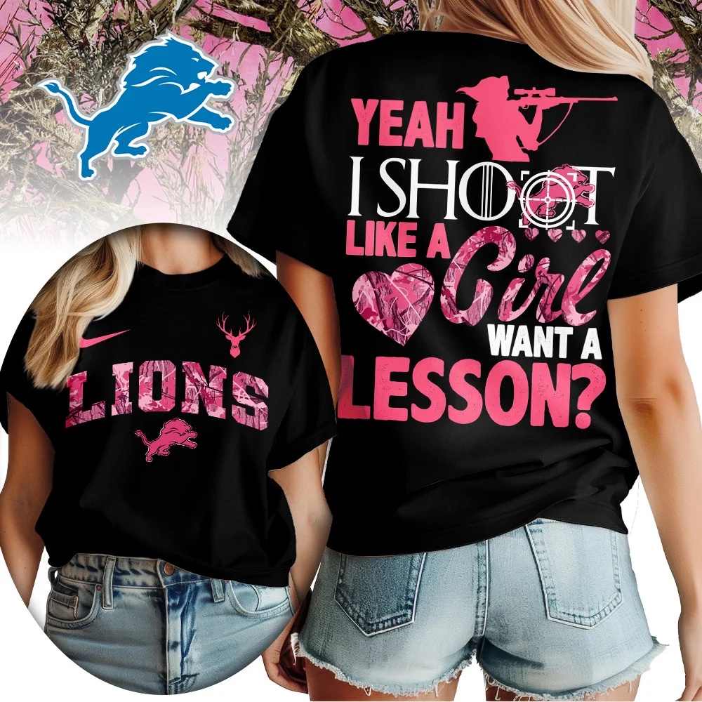 Detroit Lions Premium NFL Shoot Like A Girl Women Shirt