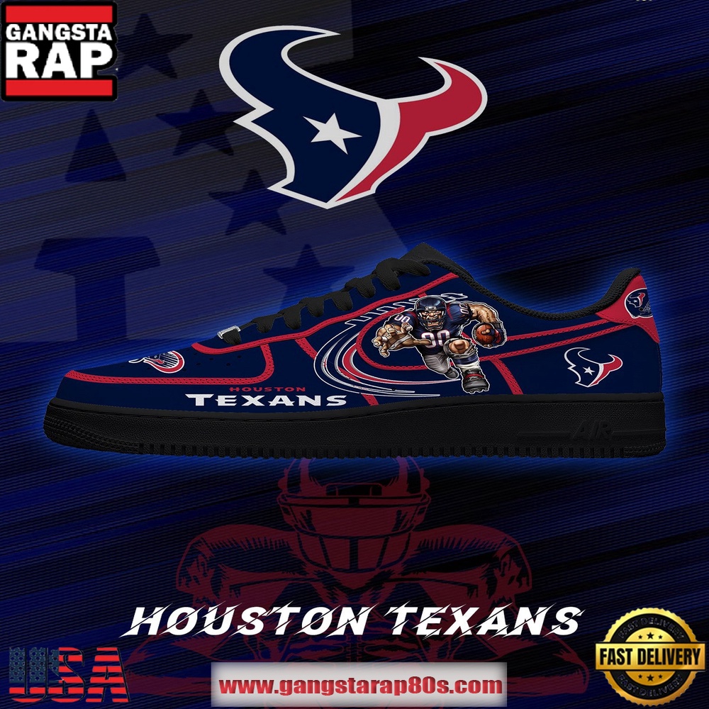 Houston Football NFL New Version Custom Air Force 1 Shoes Running Sneakers