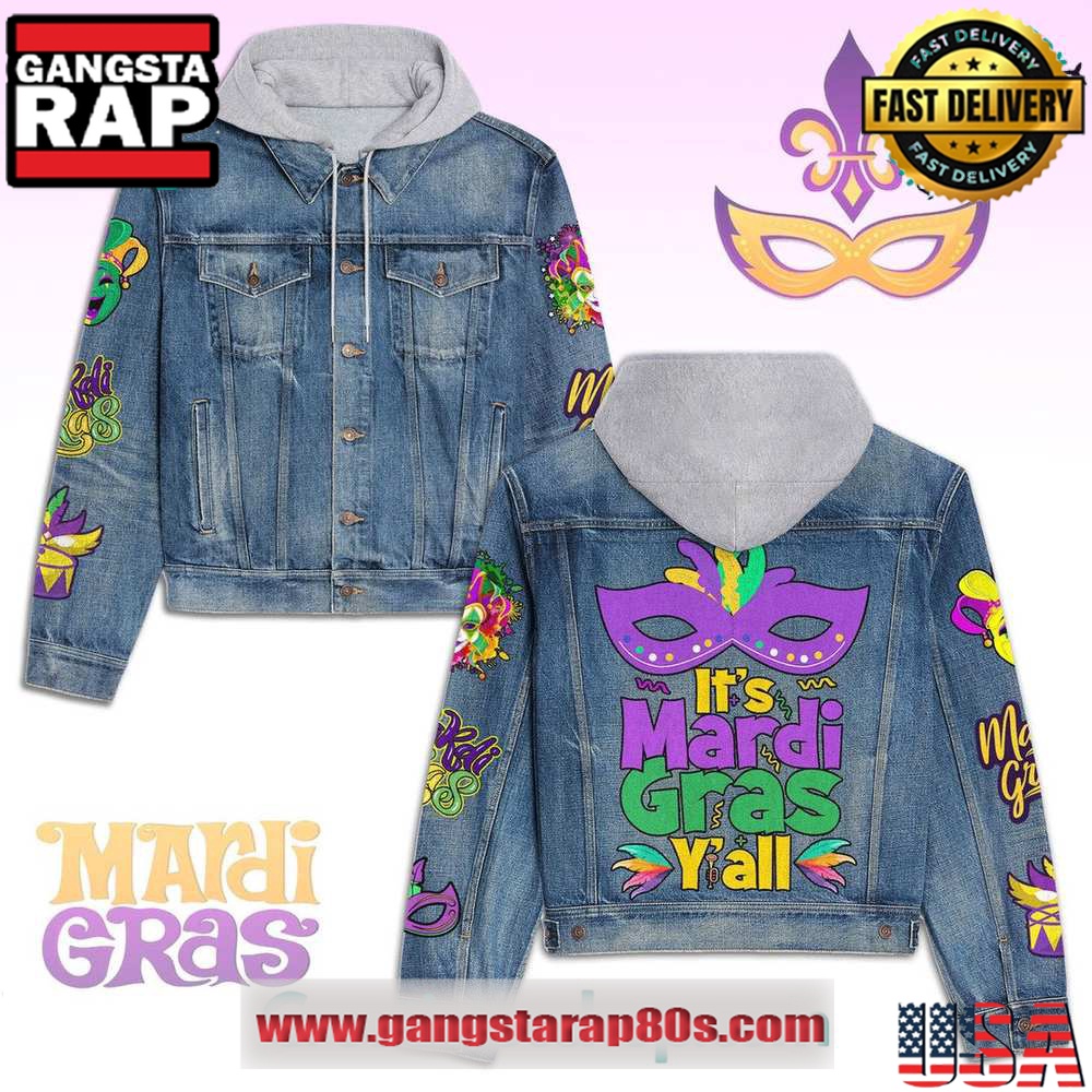 It's Mardi Gras Y'all Hooded Limited Edition Denim Jacket