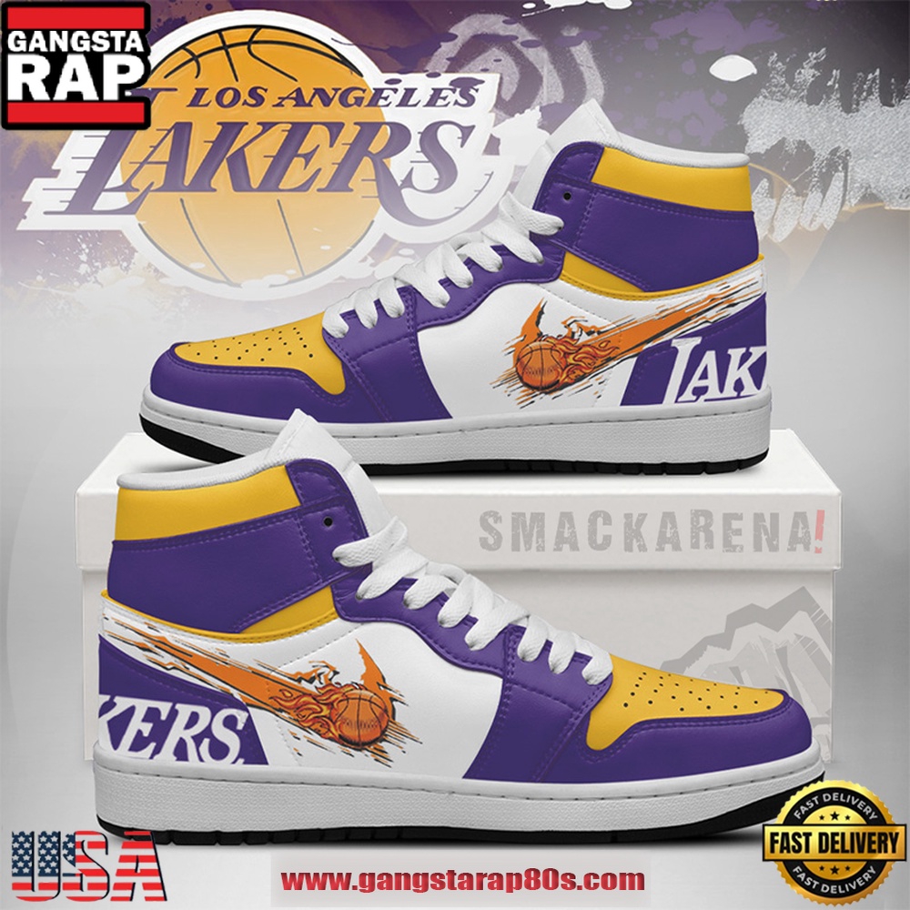 Los Angeles Lakers NBA New 2026 Version Air Jordan 1 High Top Sneakers Shoes