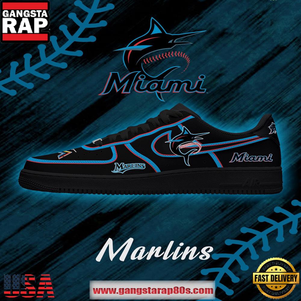 Miami Baseball Limited Edition Nike Air Force 1 Sneakers Shoes Miami Baseball Limited Edition Nike Air Force 1 Sneakers Shoes