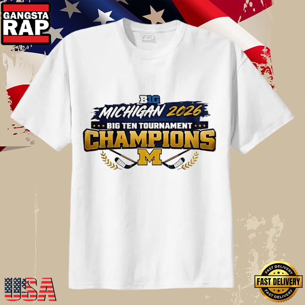 Michigan Wolverines 2026 Big Ten Hockey Champions Logo NCAA Ice Hockey T-Shirt Michigan Wolverines 2026 Big Ten Hockey Champions Logo NCAA Ice Hockey T-Shirt