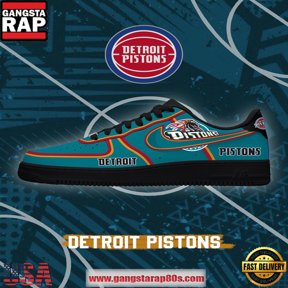 NBA Detroit Basketball Unique Sports Design Air Force 1 Sneakers Shoes