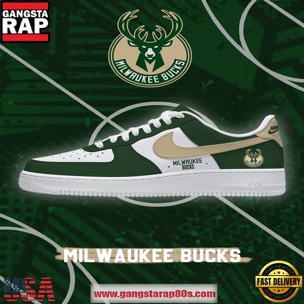 NBA Milwaukee Basketball Air Force 1 Sneakers Shoes