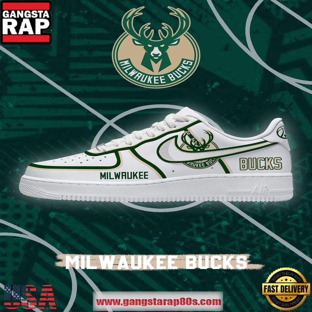 NBA Milwaukee Basketball New Design Air Force 1 Sneakers Shoes
