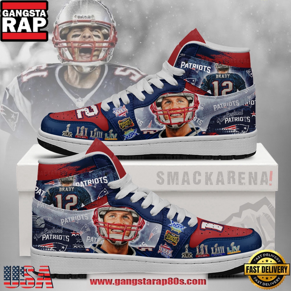 NFL Brady New England Patriots Trending Football Sneakers Nike Air Jordan 1 Shoes NFL Brady New England Patriots Trending Football Sneakers Nike Air Jordan 1 Shoes