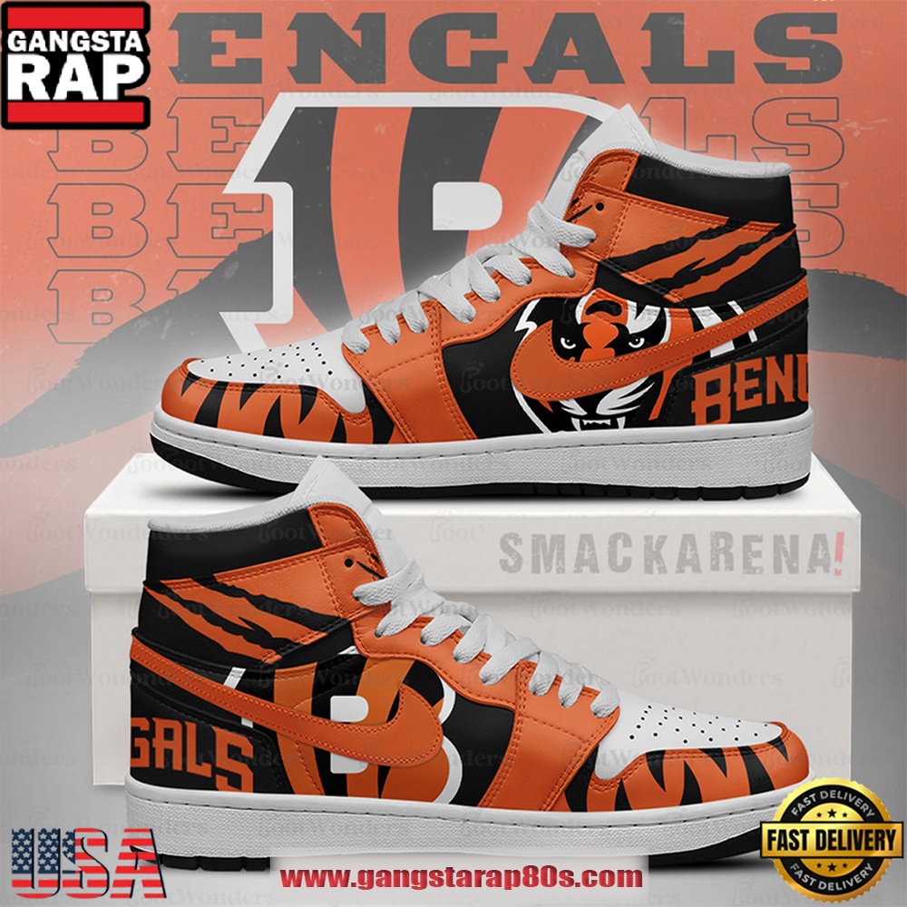 NFL Cincinnati Bengals Trending Football Sneakers Nike Air Jordan 1 Shoes