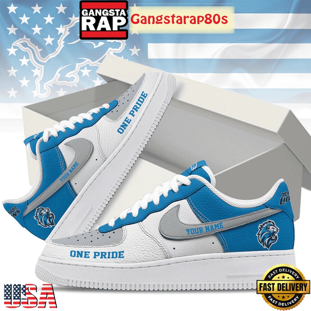 NFL Detroit Lions New Season Custom Nike Air Force 1 Sneakers Shoes