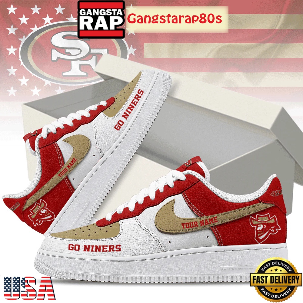 NFL San Francisco 49ers Go Niners Custom Nike Air Force 1 Sneakers Shoes