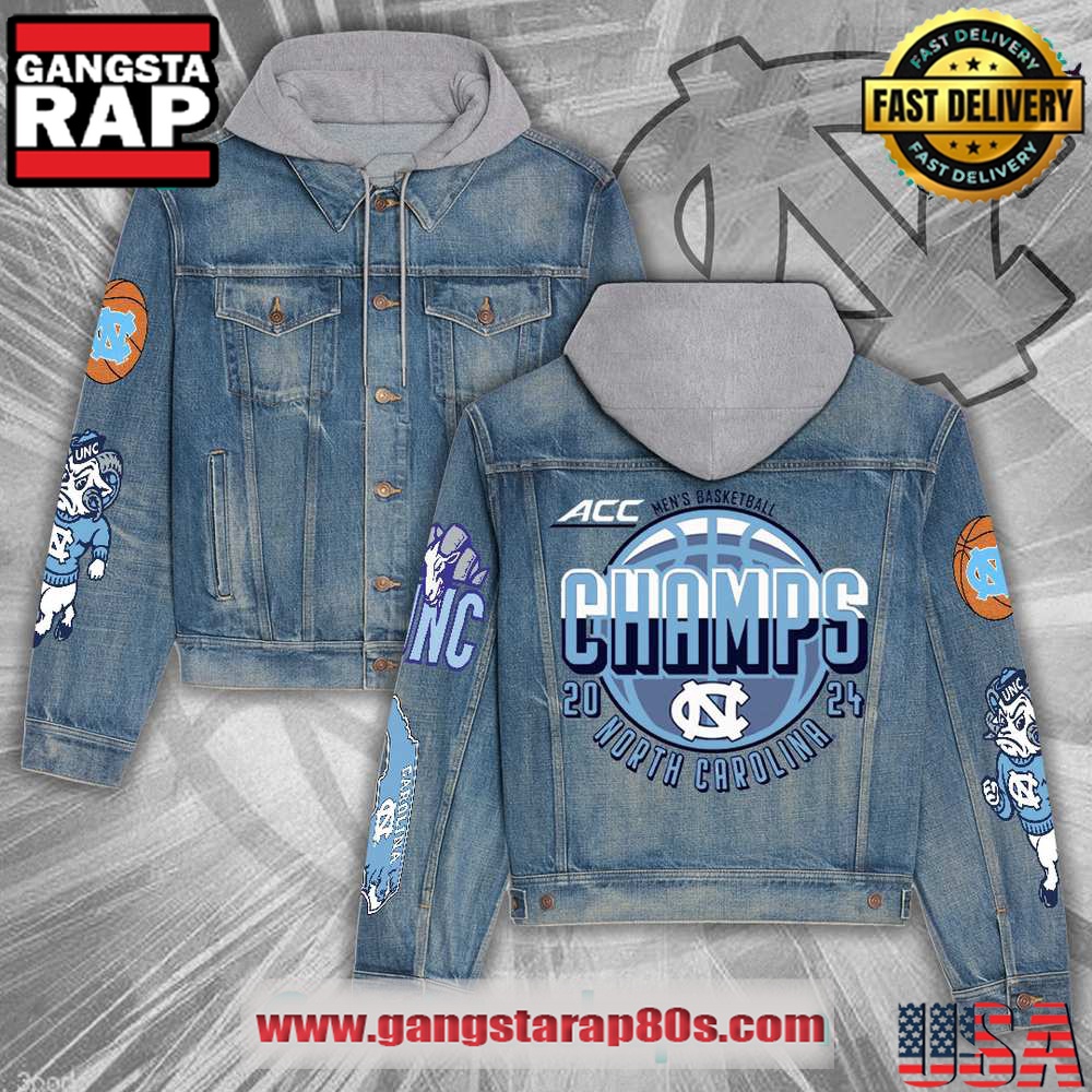 North Carolina Tar Heels Basketball ACC Champions Hooded Limited Edition Denim Jacket