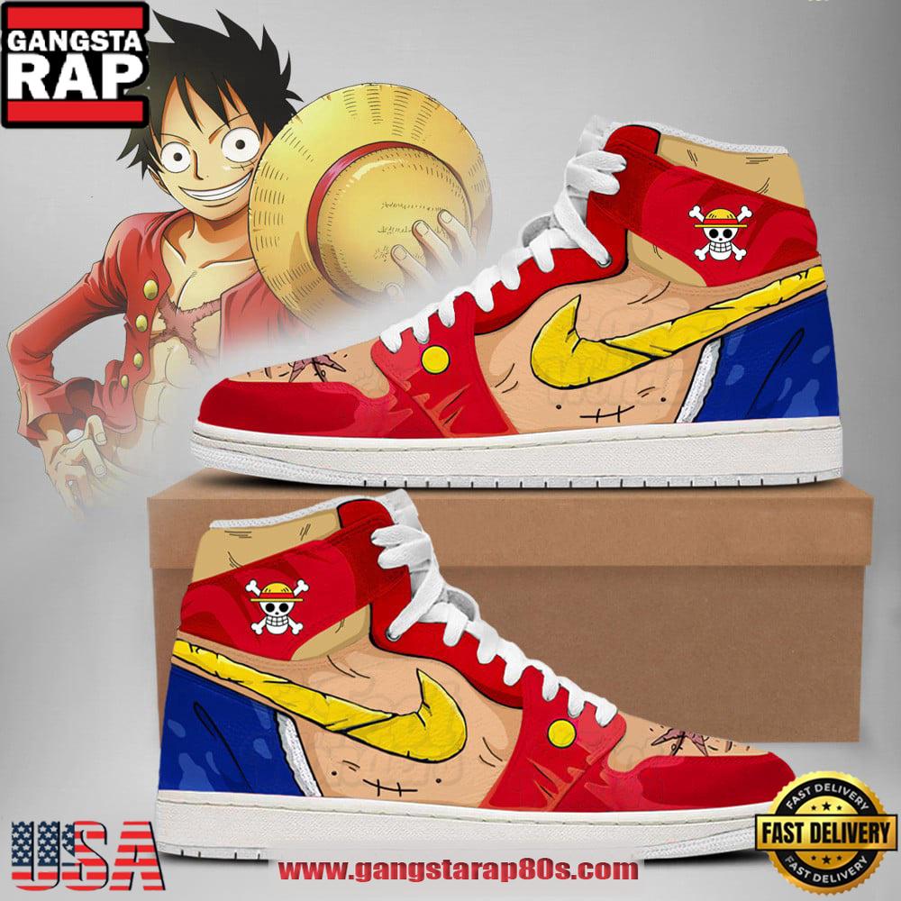 One Piece Luffy Limited Style Nike Air Jordan 1 Sneakers Shoes One Piece Luffy Limited Style Nike Air Jordan 1 Sneakers Shoes