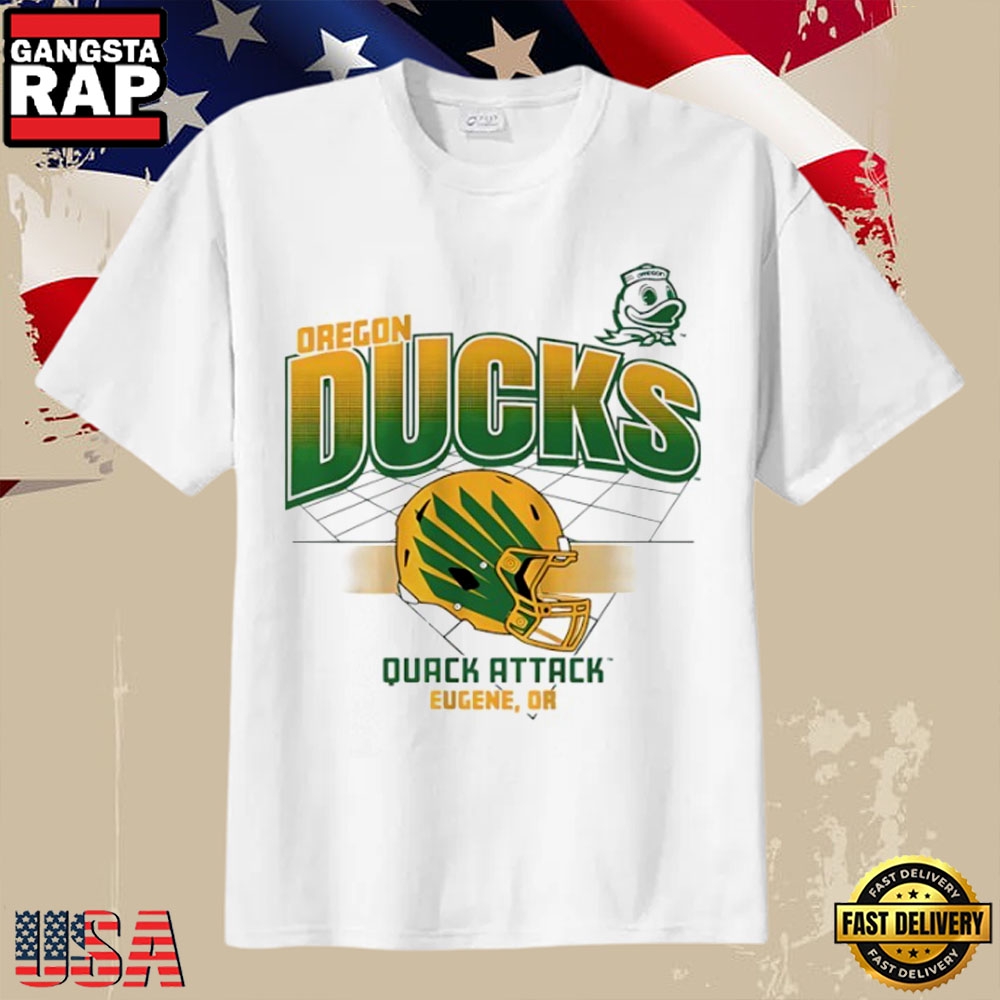 Oregon Ducks Quack Attack Eugene Oregon Football Helmet Grid T-Shirt