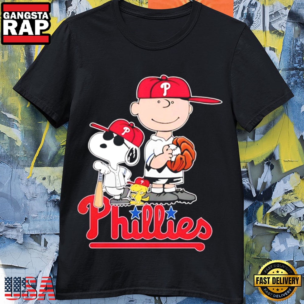 Peanuts x Philadelphia Phillies MLB 2026 Baseball Fan Cartoon T-Shirt