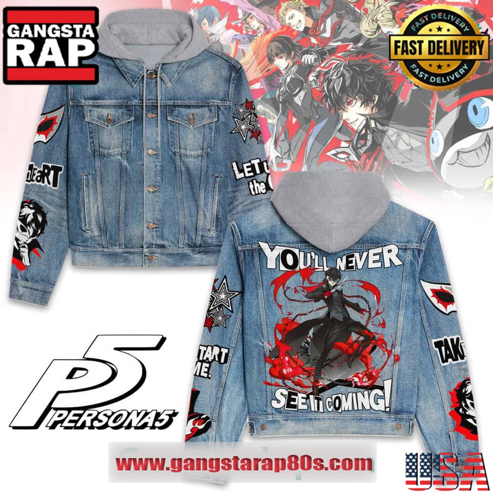 Persona5 You'll Never See It Coming Hooded Limited Edition Denim Jacket Persona5 You'll Never See It Coming Hooded Limited Edition Denim Jacket