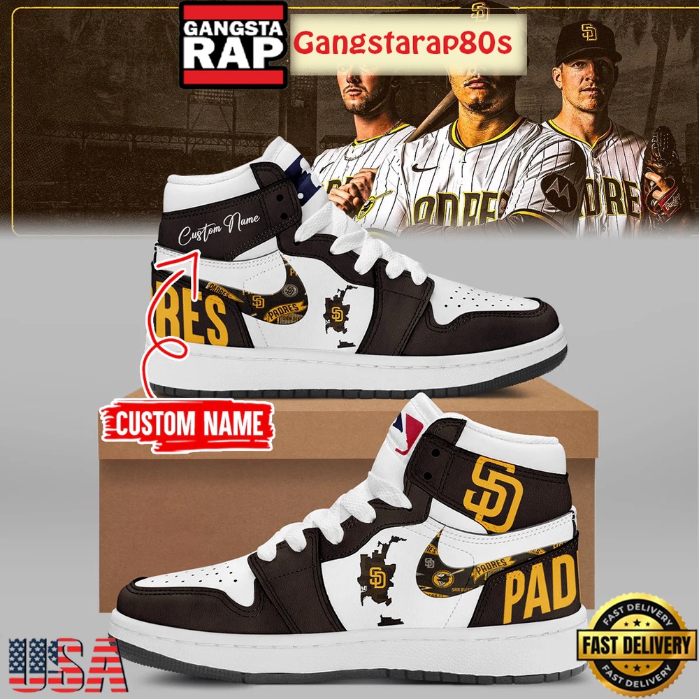 San Diego Padres New 2026 Version Custom Air Jordan 1 Sneakers Shoes