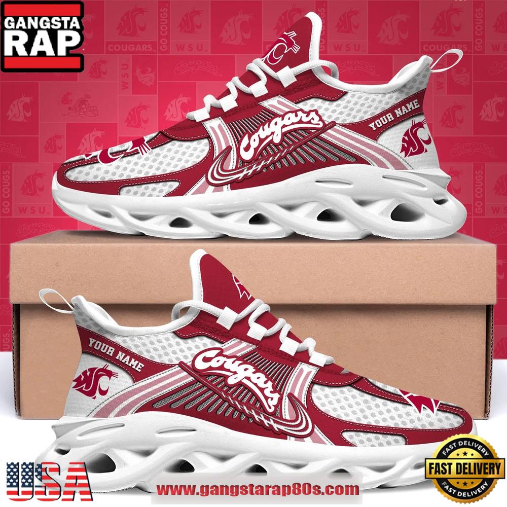 Washington State Cougars Personalized Clunky Sneaker Max Soul Shoes