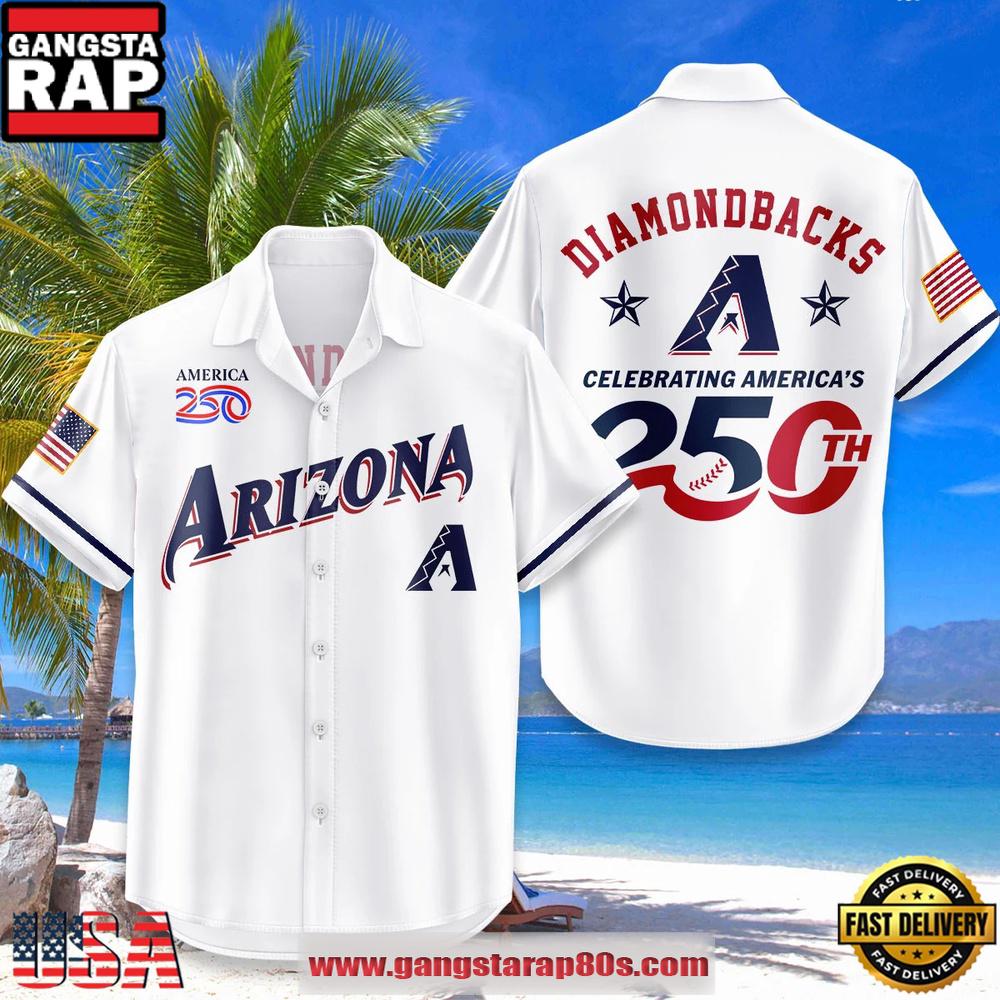 Arizona Diamondbacks Hawaiian Shirt USA Flag 250 Years of Freedom Anniversary 1776-2026