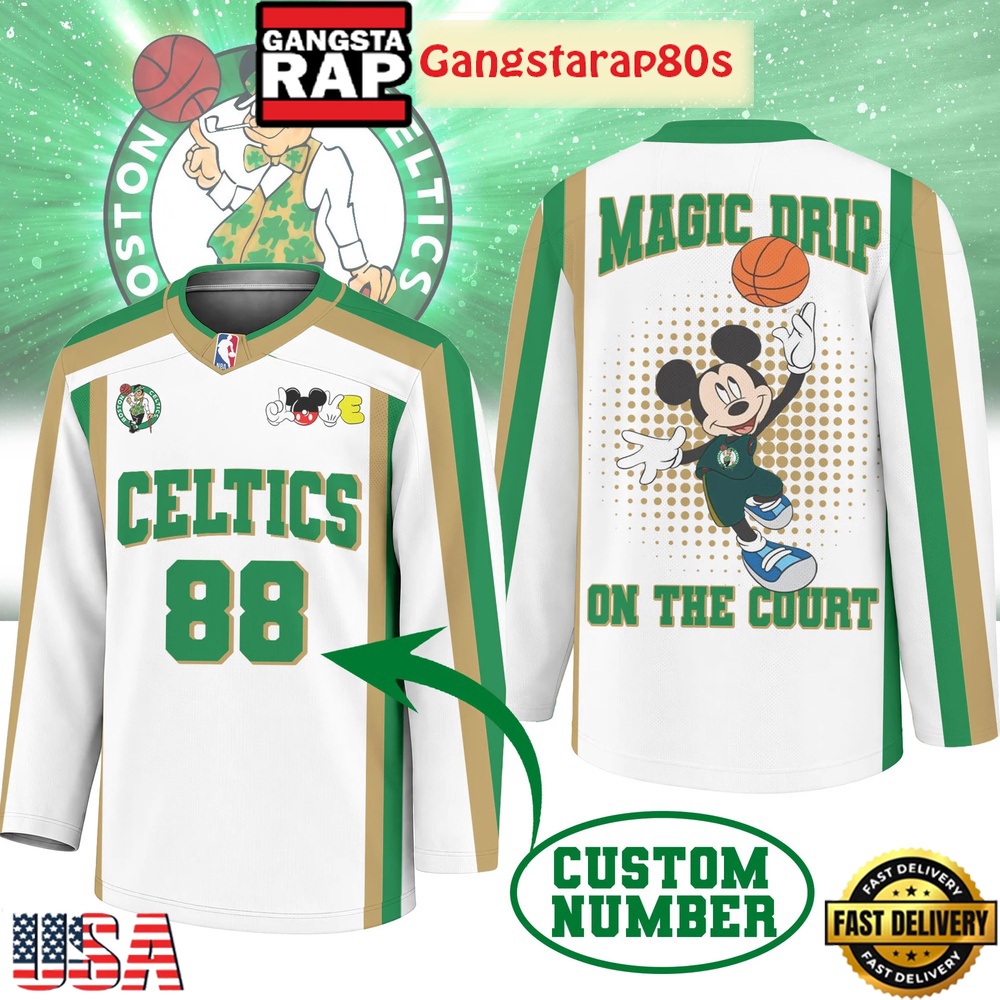 Boston Celtics Premium NBA Magic Drip Long Jersey