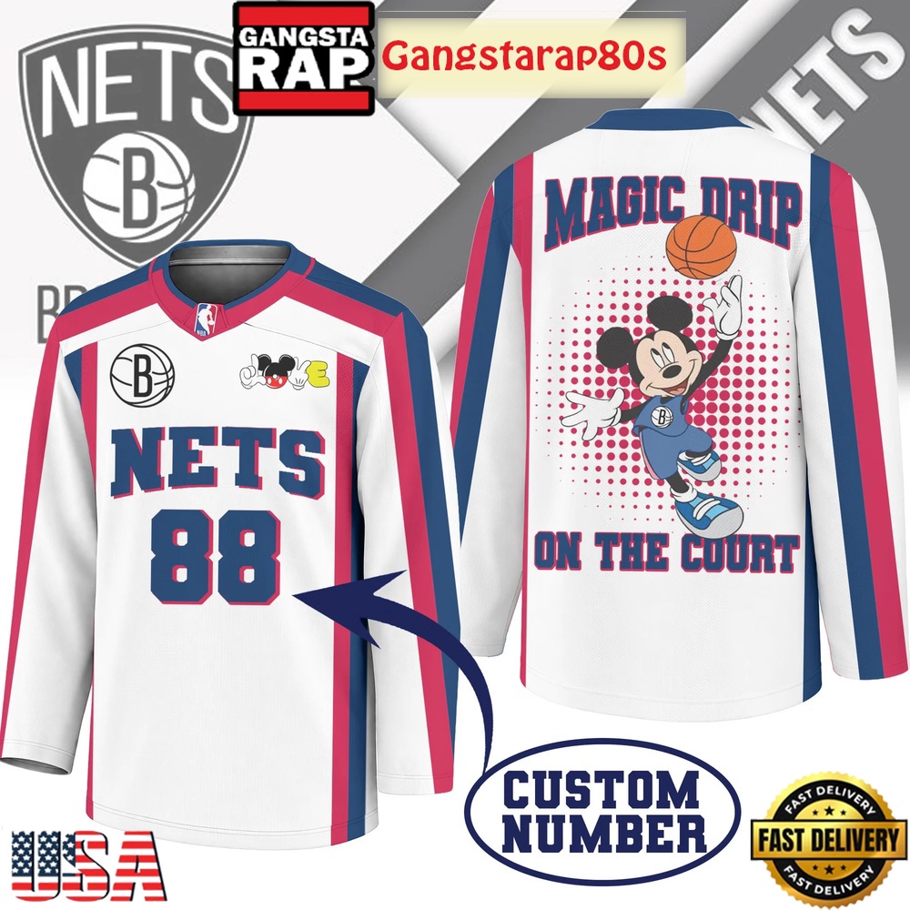 Brooklyn Nets Premium NBA Magic Drip Long Jersey
