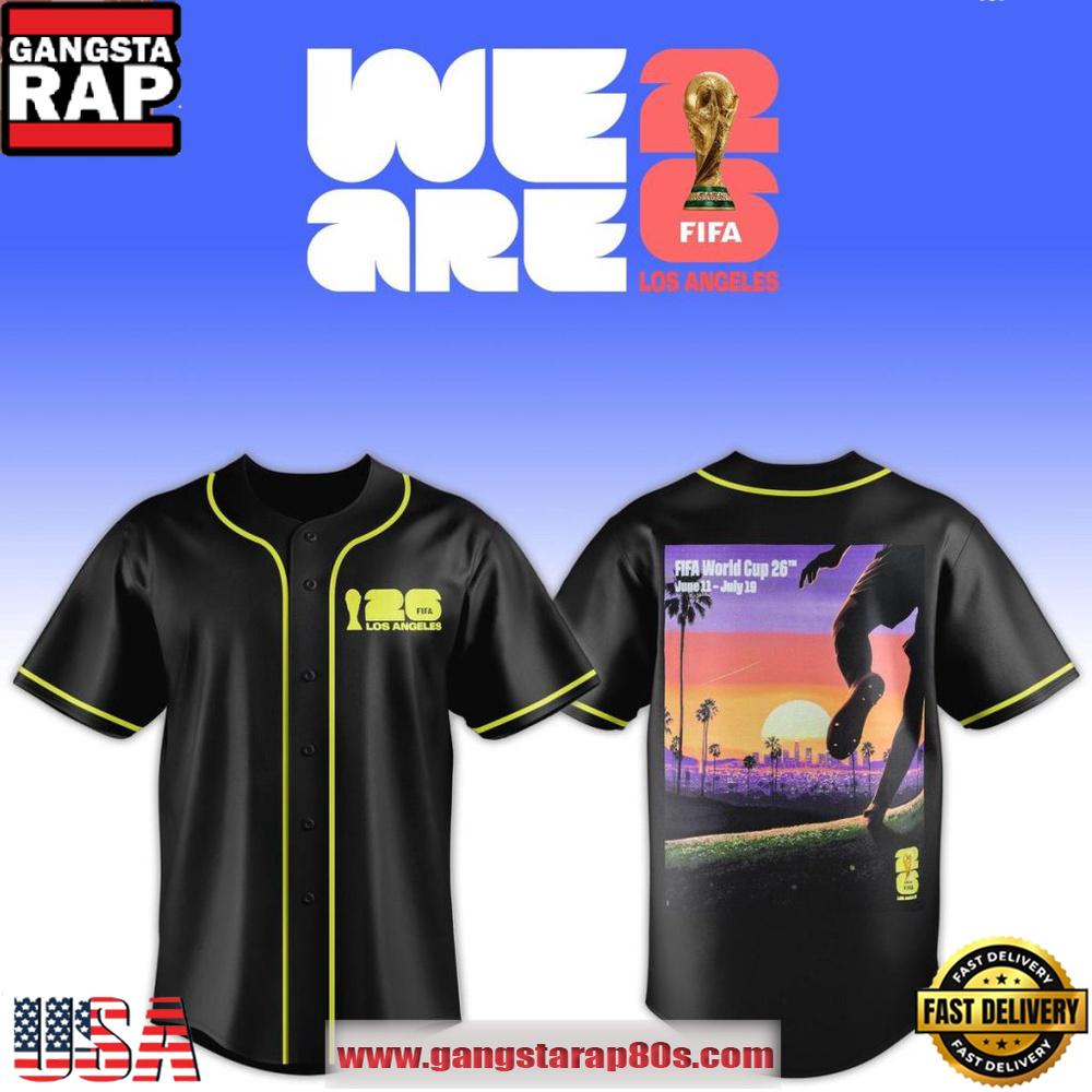 FIFA World Cup 2026 Los Angeles Poster Black Special Edition Baseball Jersey