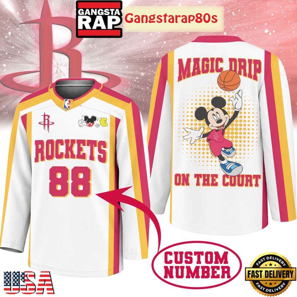 Houston Rockets Premium NBA Magic Drip Long Jersey