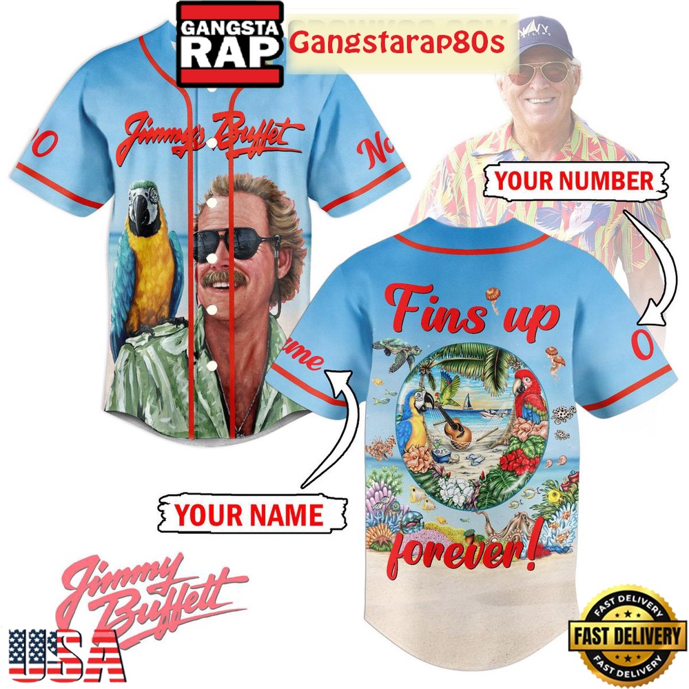 Jimmy Buffett The Holiday In Beach Fins Up Forever Custom Baseball Jersey Shirt