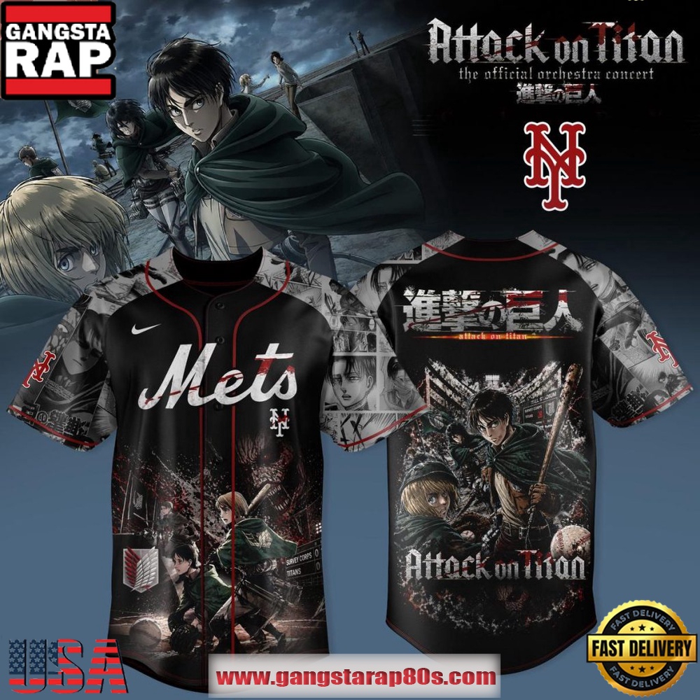 New York Mets x Attack on Titan 2026 Special Baseball Jersey