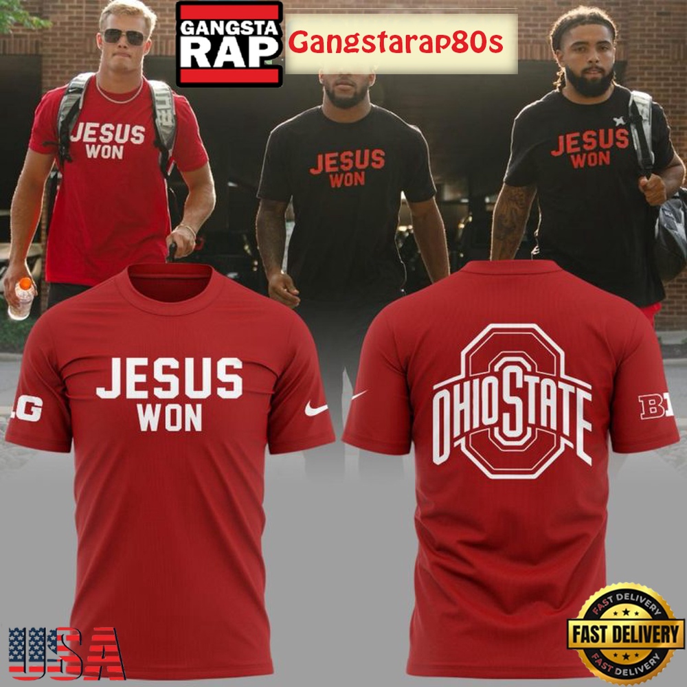 Ohio State Buckeyes Football Team Victory Belongs To Faith Jesus Won T-Shirt