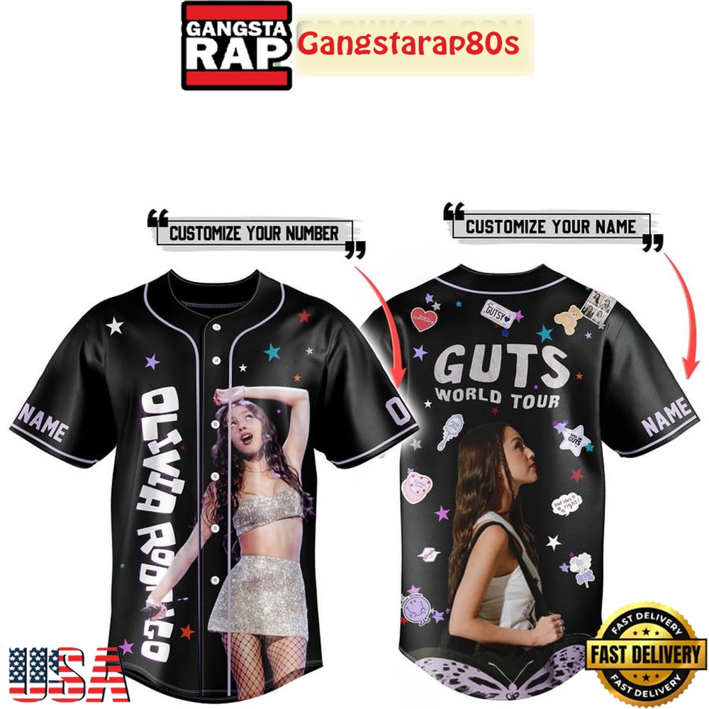 Olivia Rodrigo Guts World Tour Small Girl Custom Baseball Jersey