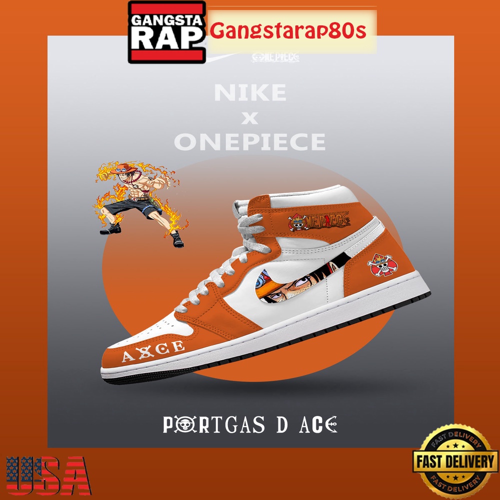 One Piece Portgas D Ace V.1 Nike Air Jordan 1 High-Top Shoes