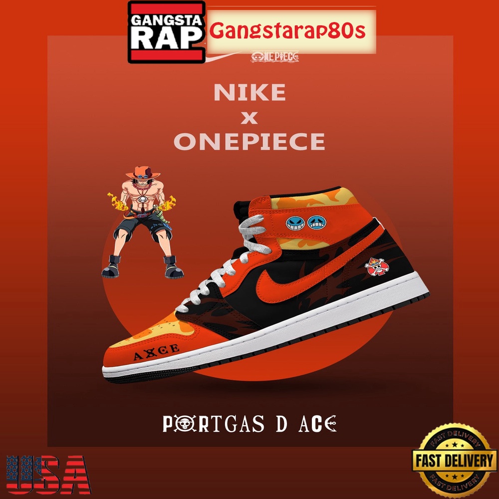 One Piece Portgas D. Ace V.3 Nike Air Jordan 1 High-Top Shoes
