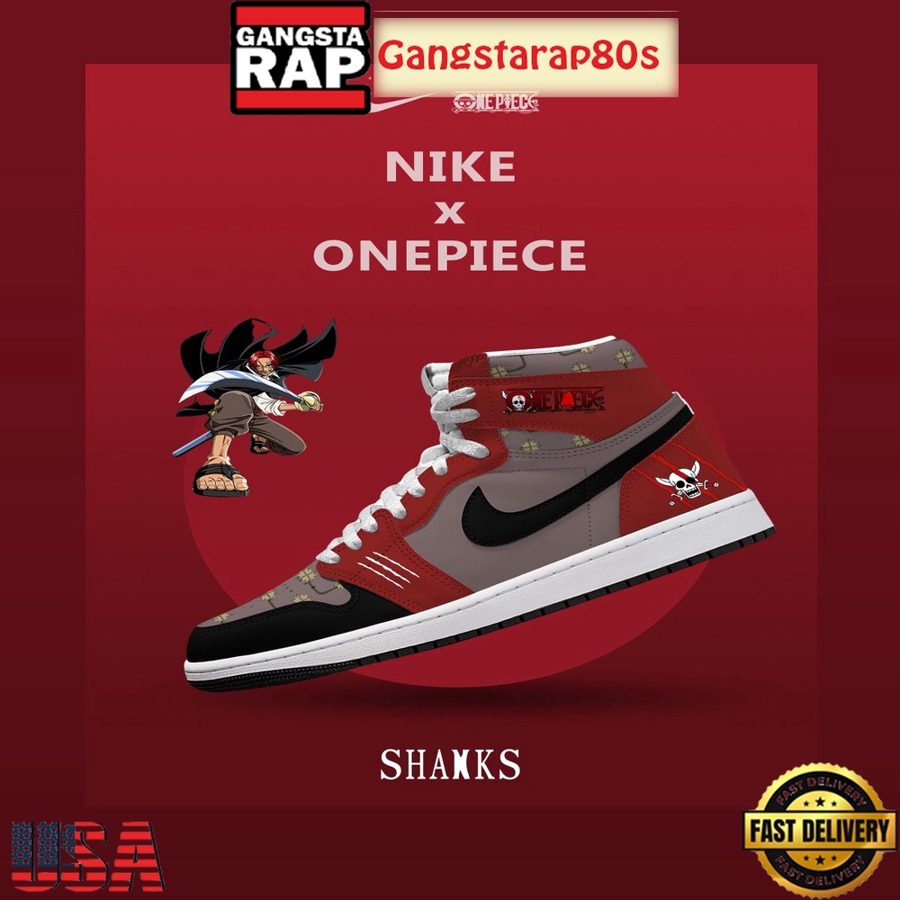 One Piece Red-Haired Shanks V.3 Nike Air Jordan 1 High-Top Shoes