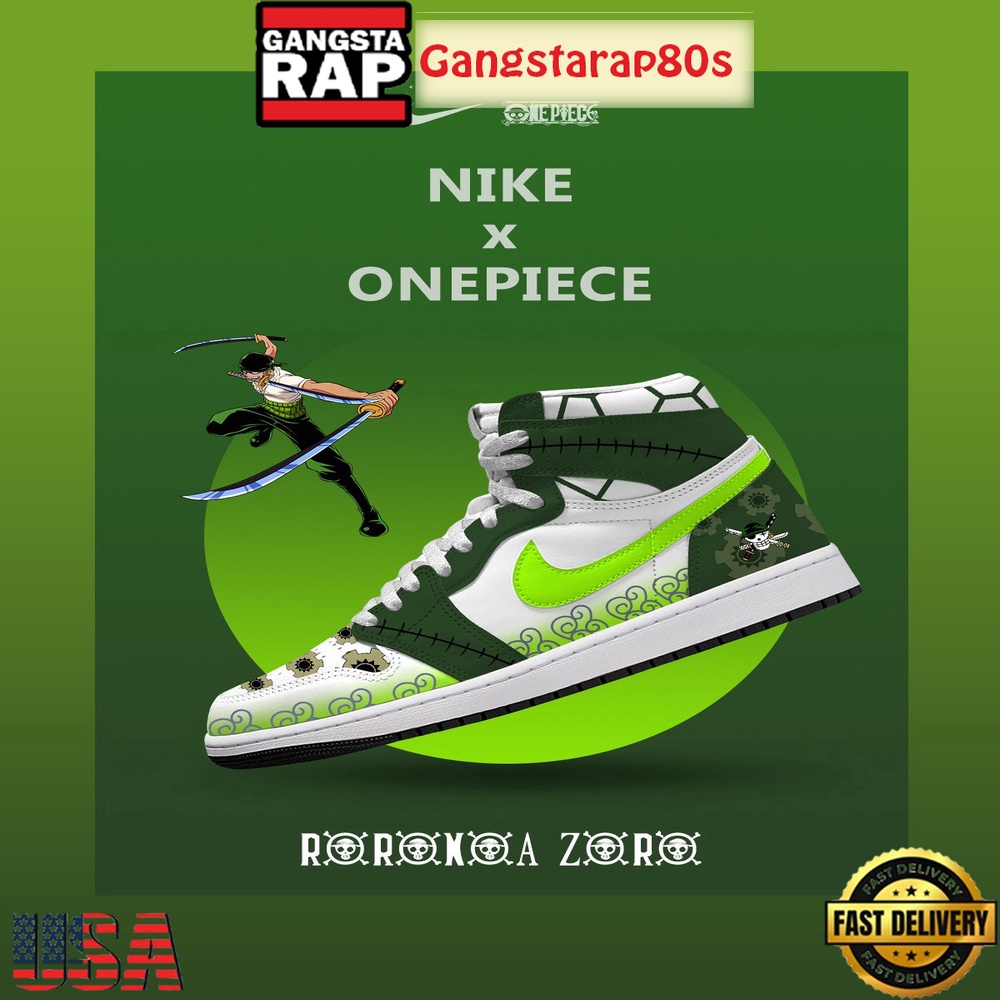 One Piece Roronoa Zoro V.3 Nike Air Jordan 1 High-Top Shoes