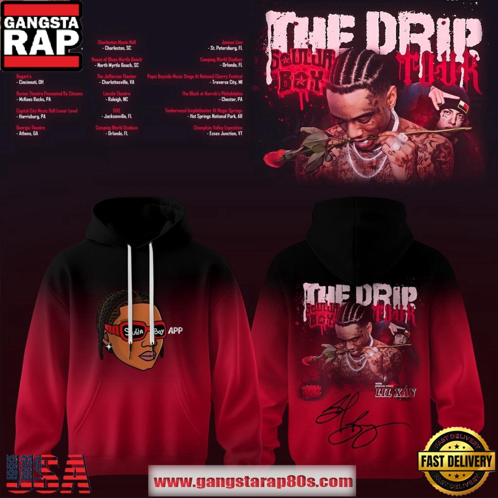 Soulja Boy The Drip Tour 2026 Black Red Unisex Hoodie