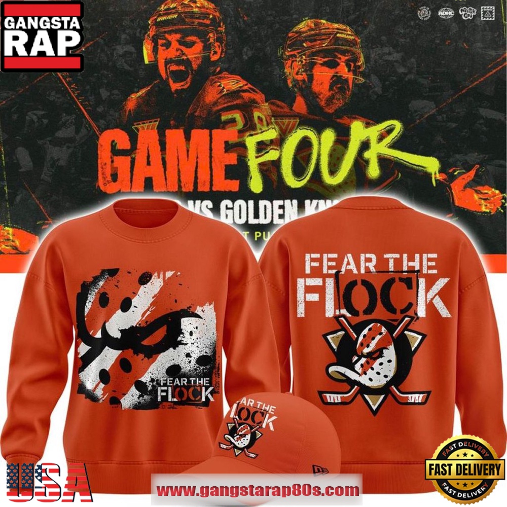 Anaheim Ducks Fear The Flock Playoff 2026 Game 4 Unisex Sweatshirt Anaheim Ducks Fear The Flock Playoff 2026 Game 4 Unisex Sweatshirt