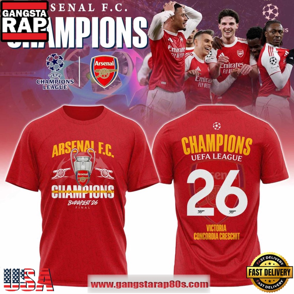 Arsenal FC Champions UEFA League 2026 Kings of Europe T Shirt Arsenal FC Champions UEFA League 2026 Kings of Europe T Shirt