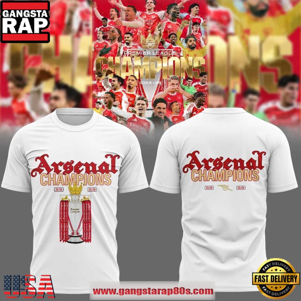 Arsenal FC Premier League Champions 2026 Special Edition 3D Shirt Arsenal FC Premier League Champions 2026 Special Edition 3D Shirt