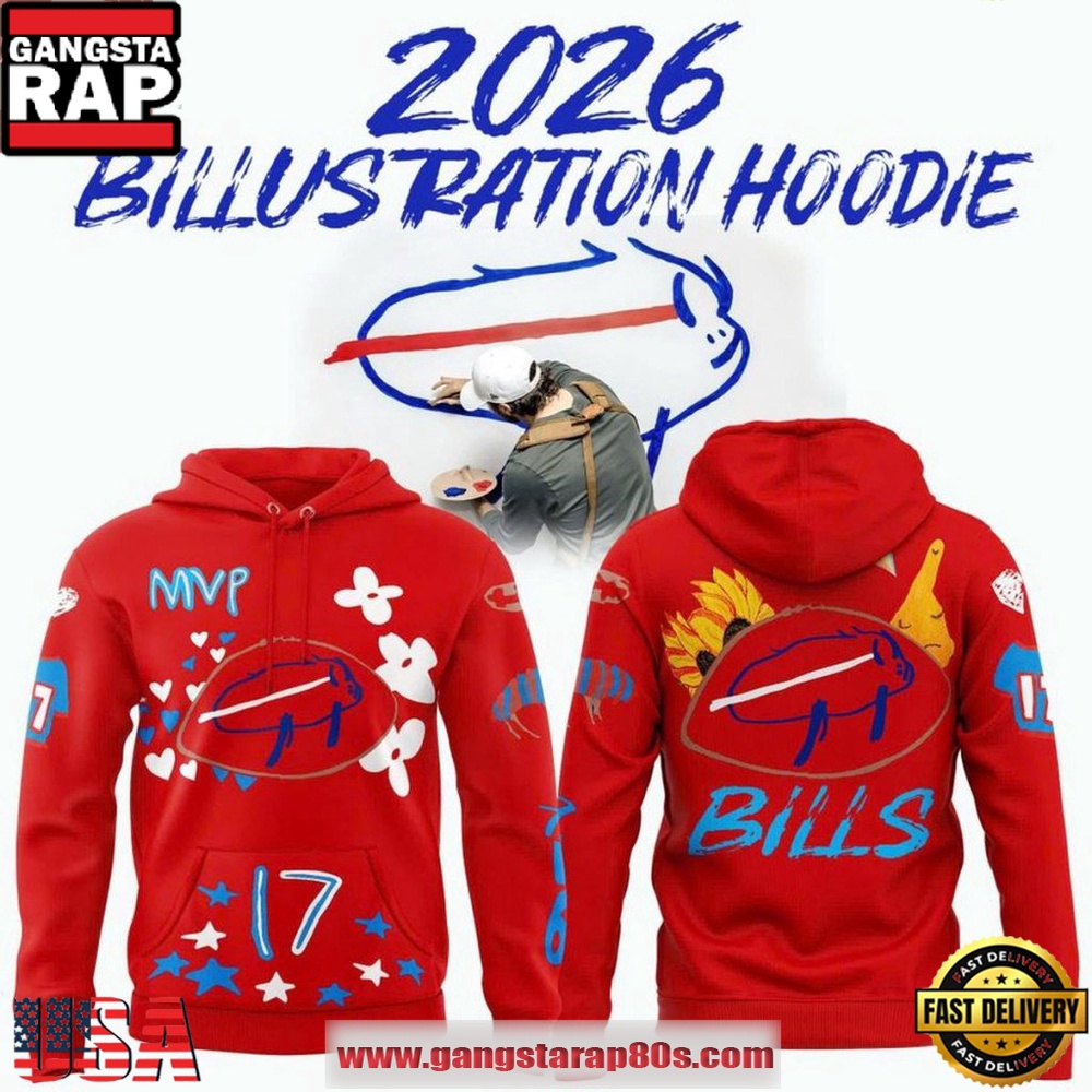 Buffalo Bills Josh Allen Billustration New 2026 Red Hoodie Shirt Buffalo Bills Josh Allen Billustration New 2026 Red Hoodie Shirt
