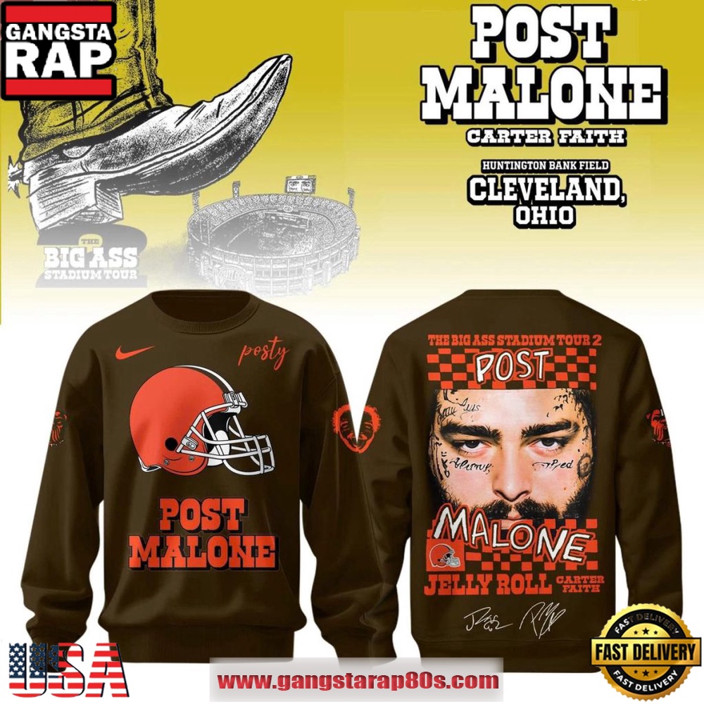 Cleveland Browns x Post Malone Jelly Roll The Big Ass Stadium Tour 2026 Sweatshirt