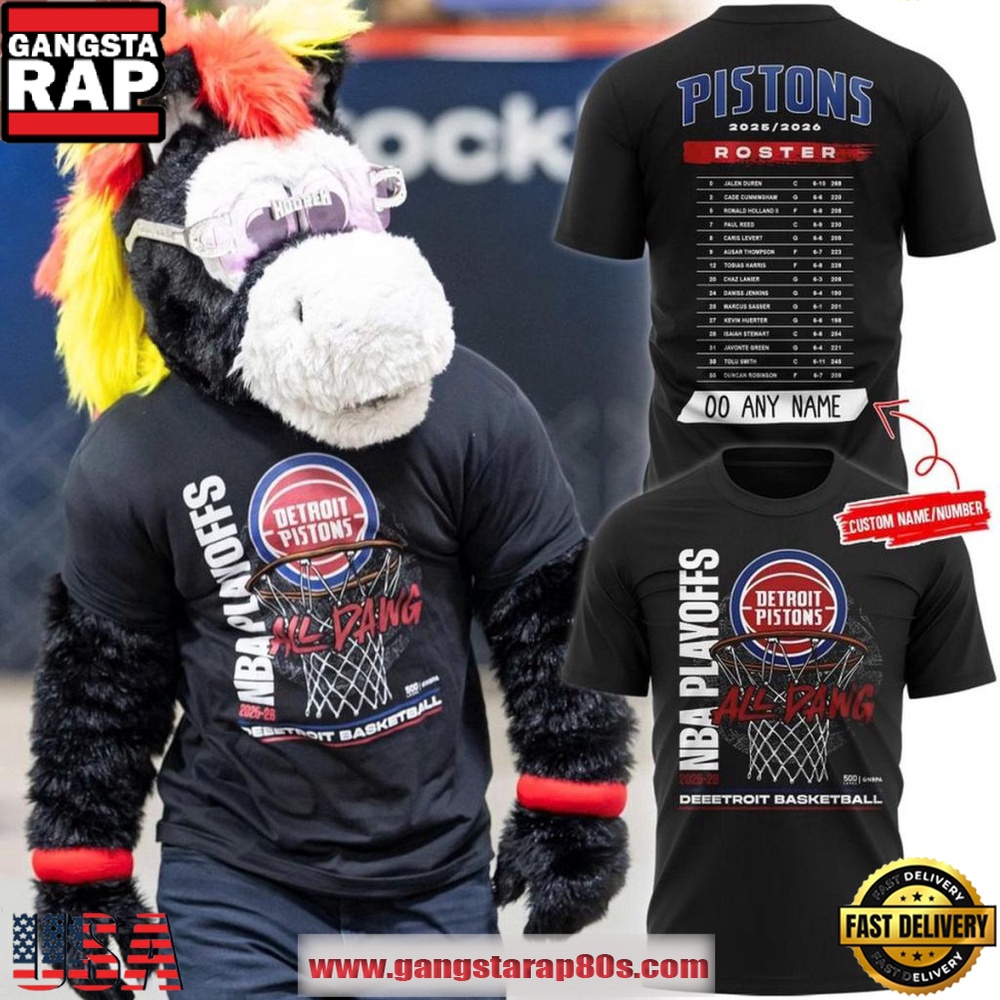 Detroit Pistons 2026 Playoffs Custom Name T-Shirt Detroit Pistons 2026 Playoffs Custom Name T-Shirt