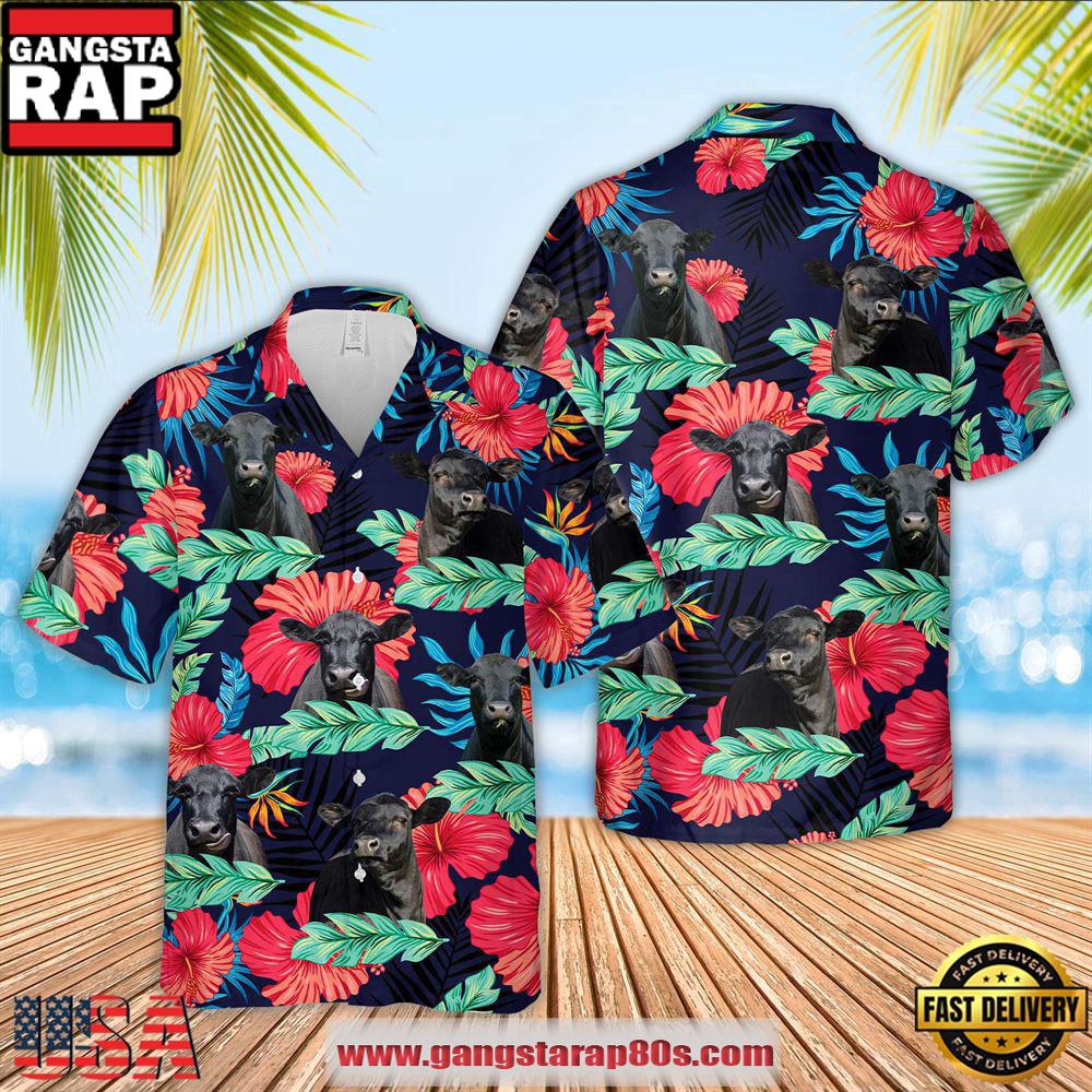 Farm Hawaiian Shirt, Black Angus Hawaiian Shirts, Cow Hawaiian Shirt