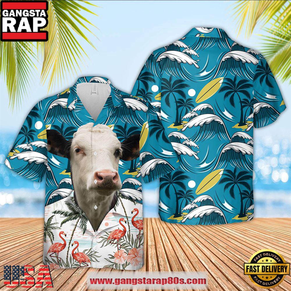 Farm Hawaiian Shirt, Black Baldy Funny Hawaiian Shirt, Cow Hawaiian Shirt