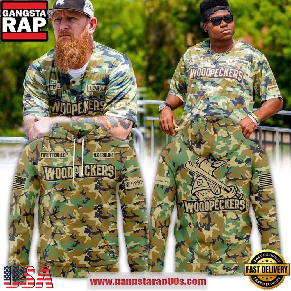 Fayetteville Woodpeckers Military Appreciation 2026 Camo Hoodie Shirt Fayetteville Woodpeckers Military Appreciation 2026 Camo Hoodie Shirt