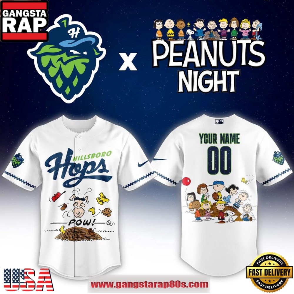 Hillsboro Hops x Peanuts Night 2026 Custom Baseball Jersey