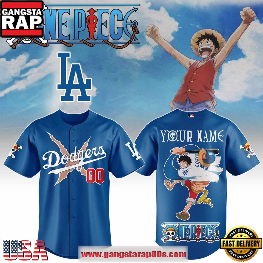 Los Angeles Dodgers x One Piece Night 2026 Luffy Custom Baseball Jersey
