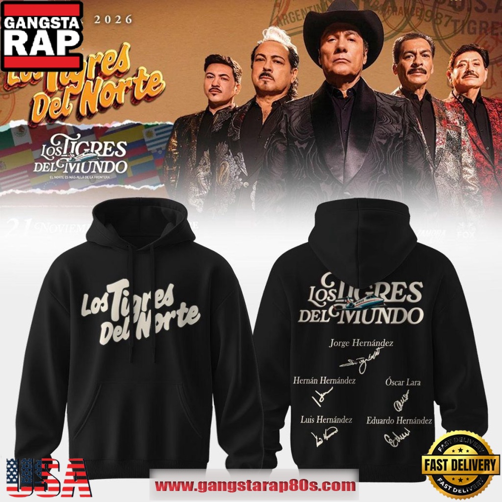 Los Tigres del Norte 2026 Los Tigres del Mundo Tour Signature Hoodie Shirt