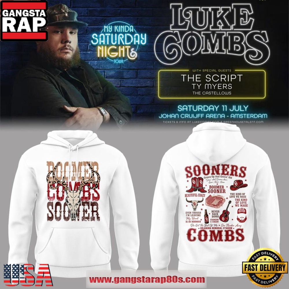 Oklahoma Sooners x Luke Combs My Kinda Saturday Night Tour 2026 Unisex Hoodie Oklahoma Sooners x Luke Combs My Kinda Saturday Night Tour 2026 Unisex Hoodie